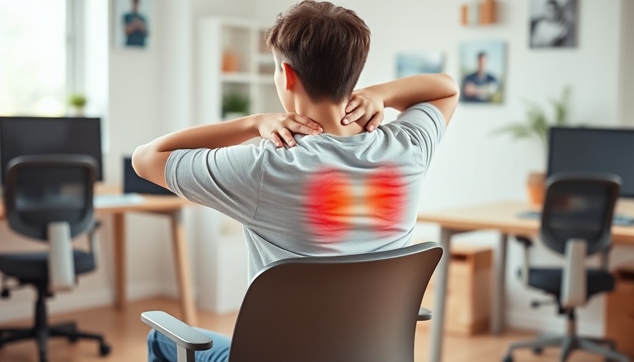 Lower back pain management, person in home office adjusting posture.