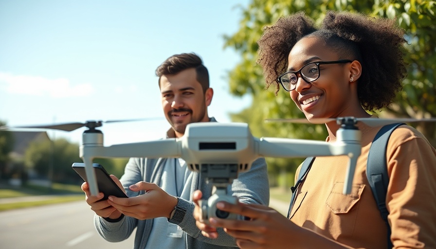 Two individuals controlling a drone in a lush suburban area, 4K Aerial Footage