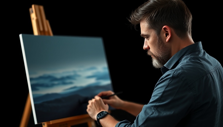 Focused artist painting as part of Bob Ross's legacy