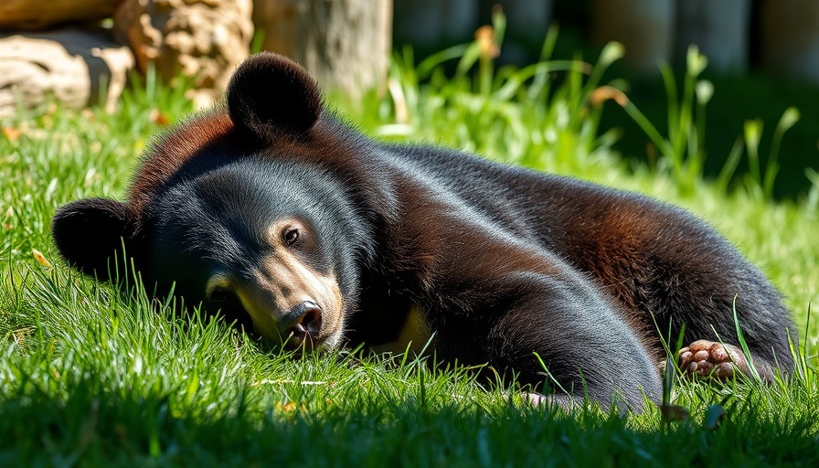 Black bear resting in a grassy enclosure, highlighting Wildlife Conservation in Florida.