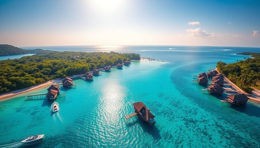 4K aerial view of Jamaica beach resort with turquoise waters.