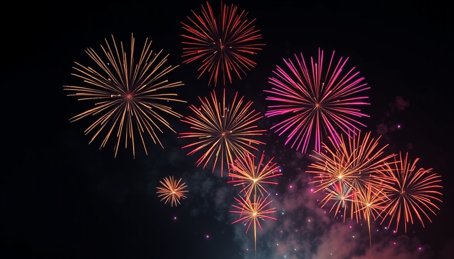 Vibrant fireworks display during July 4th celebrations in Tampa St Pete.