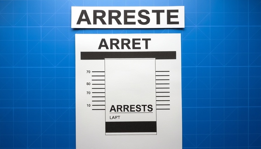 Orlando News arrest report with blue geometric design.
