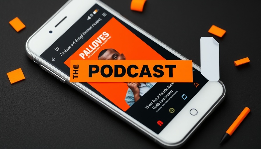 Financial abundance mindset podcast cover with accolades on phone screen.