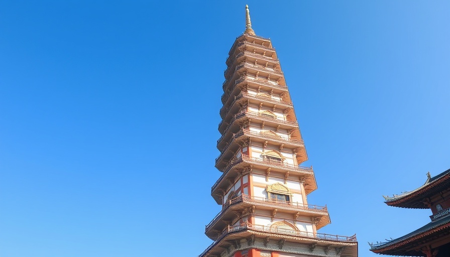 Traditional pagoda under a clear sky, showcasing architectural elegance.