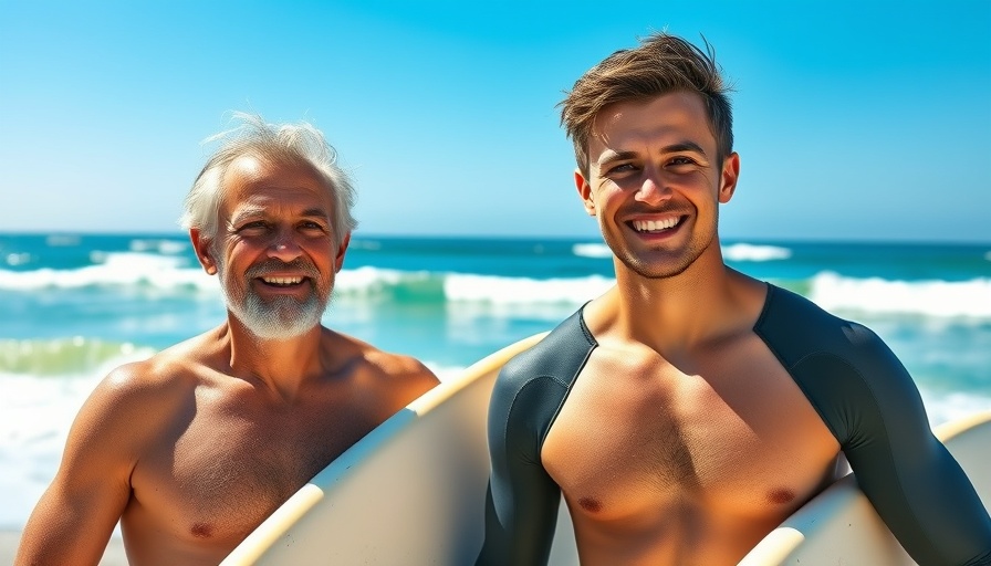 Teen surfer recovering from shark bite, smiling on the beach.