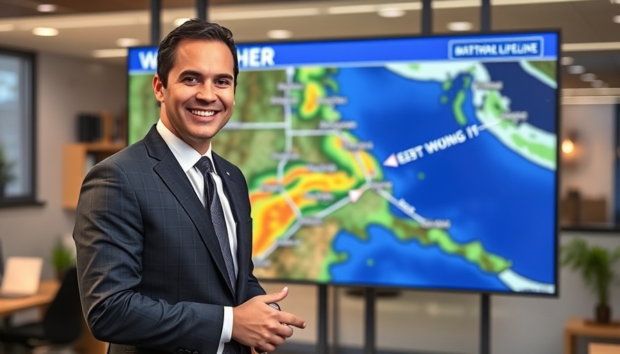 Orlando News weather segment with weatherman discussing map.