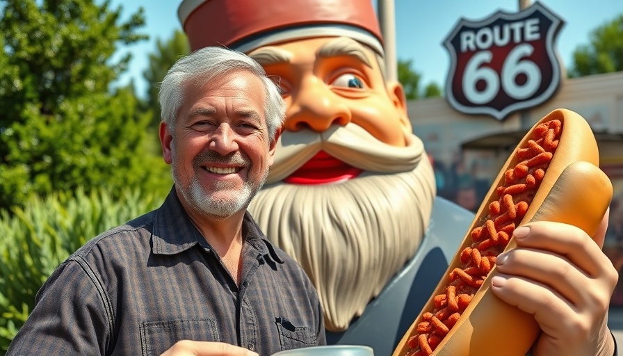 RV Travel adventure on Route 66 with a roadside statue.