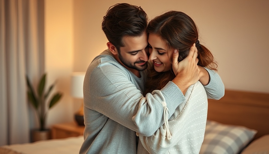 Tender couple embracing, depicting intimacy and warmth.