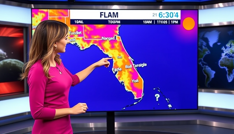 Florida News weather report showing high temperatures, presenter points at map.