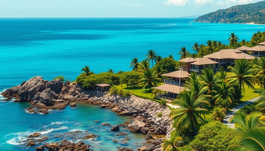 Beautiful landscapes in Tanzania with tropical villas and clear waters.