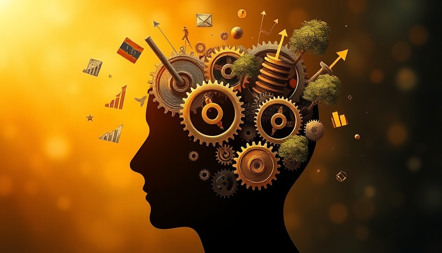 Conceptual image of mindset shifts for wealth with gears and wealth symbols.