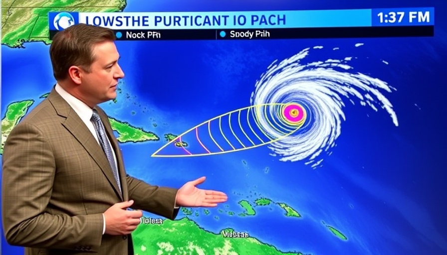 Orlando News weather broadcast showing tropical storm.