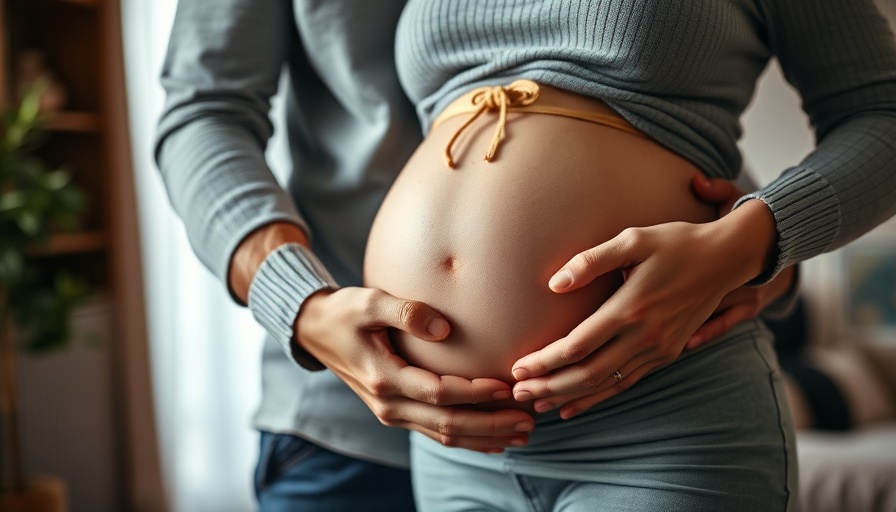 Pregnant couple embracing, serene moment, soft focus.