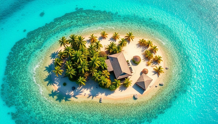 Bacalar Lagoon Scenic Views with tropical island and turquoise waters.