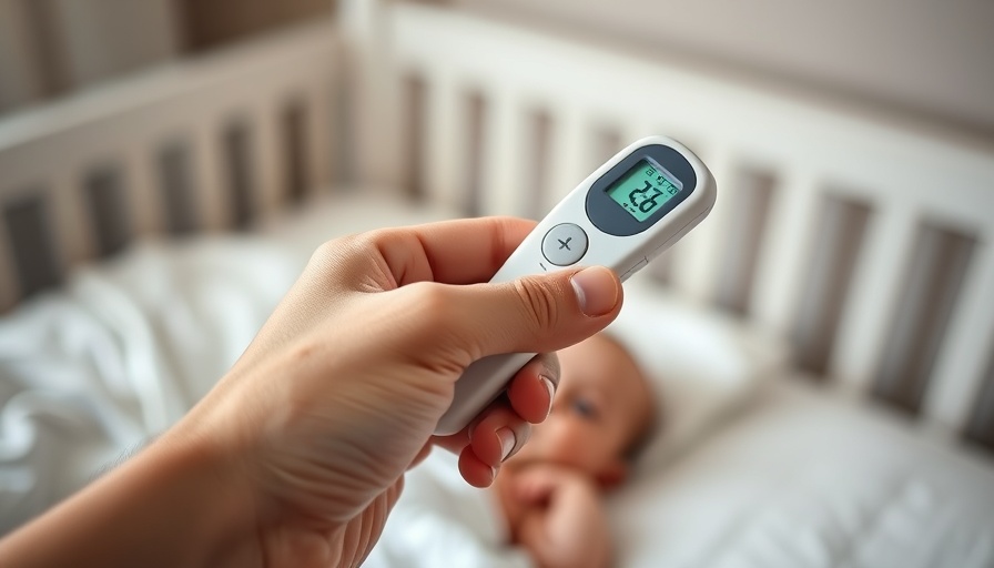 Adult checking baby's temperature, representing common childhood illnesses.