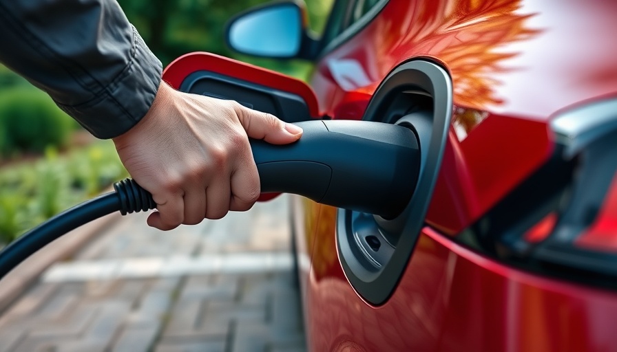 Close-up of electric vehicle charging outdoors, depicting pay-per-mile fees for EV owners.