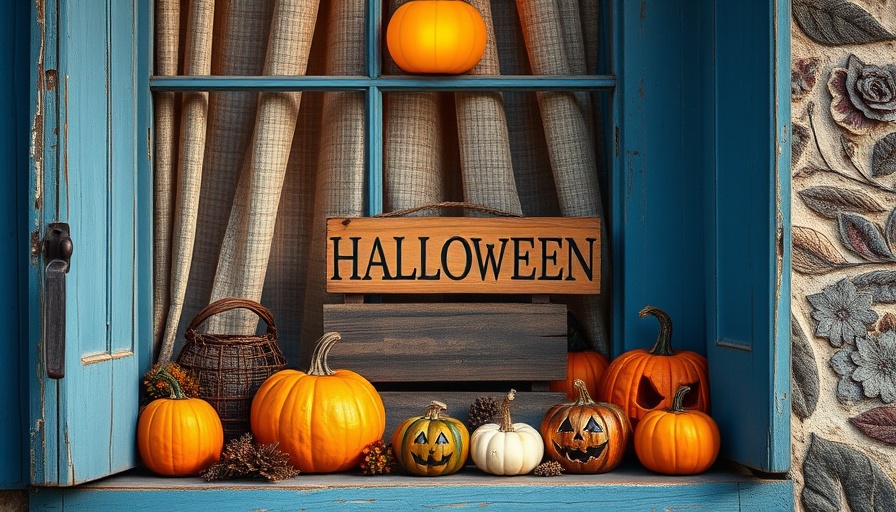 Rustic window with Halloween décor and pumpkins, magical Etsy finds.