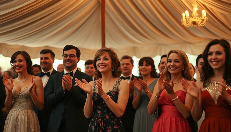Charming group applauding in vintage tent at Downton Abbey Grand Finale.
