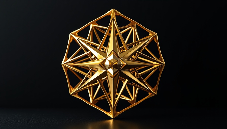 Golden geometric sculpture evokes affirmations for extraordinary abundance.