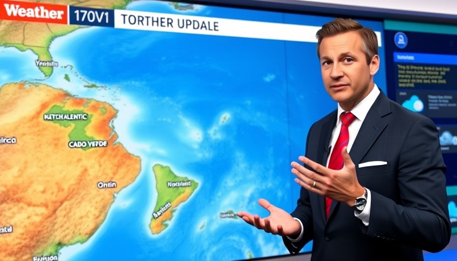 Orlando News weather forecaster analyzing tropical wave on map.