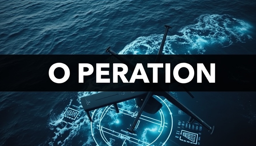 Announcement overlay of U.S. military strike against narcoterrorists over ocean.