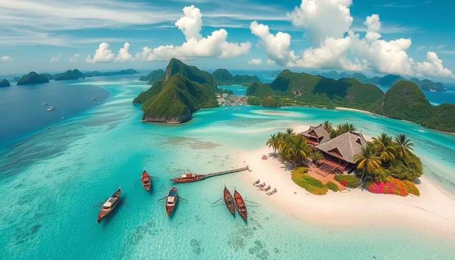 Stunning aerial views of Koh Phangan with turquoise waters.