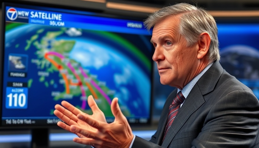 Orlando Weather Updates with a weather anchor discussing satellite data on TV.