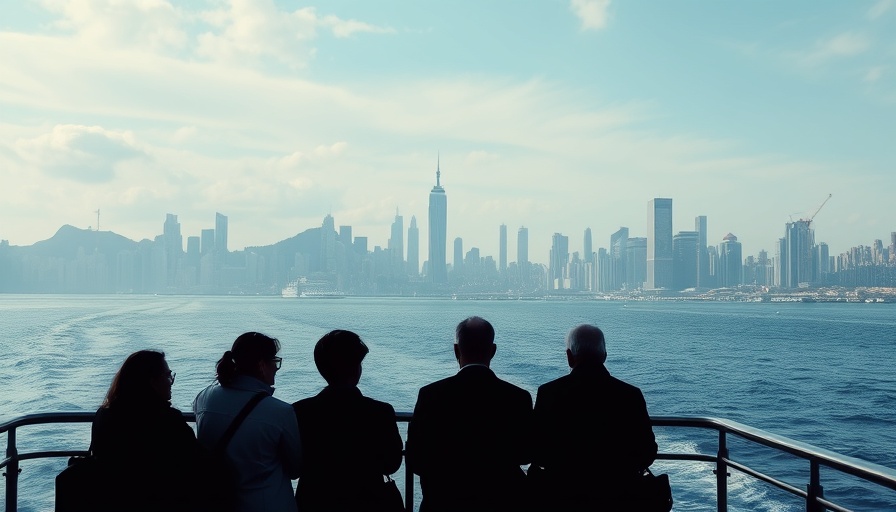 Silhouetted figures on ferry with city skyline view, related to COP30 climate summit affordability.