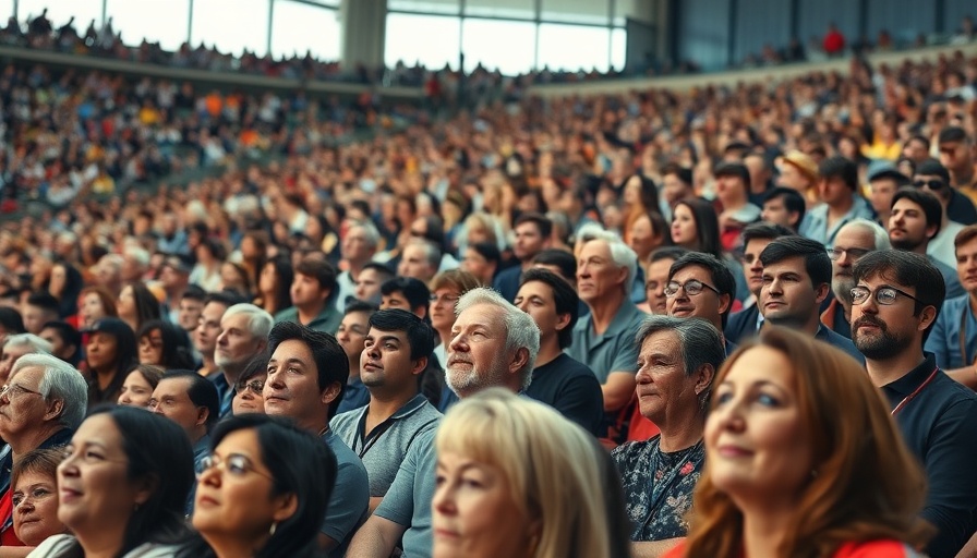 Large attentive crowd in a stadium, focus on expressions, Charlie Kirk memorial services.