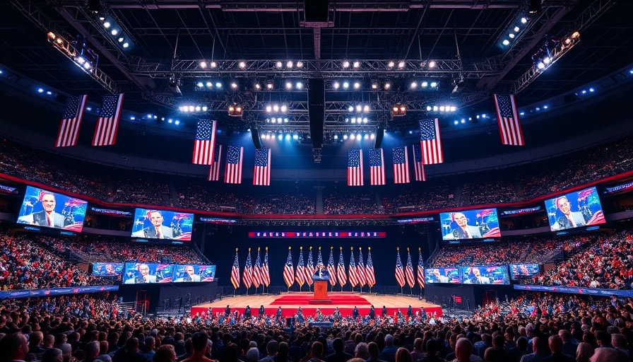 Charlie Kirk tribute stage at a conservative movement event in stadium.