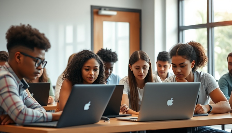 Students focused on laptops in Miami charter school classroom.