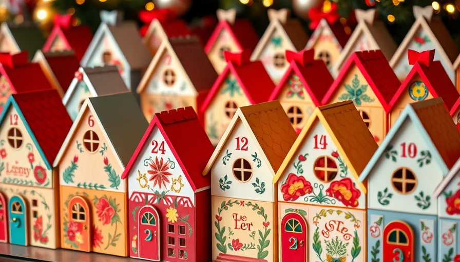 Festive advent calendar houses with numbers and floral designs for Crystal Advent Calendars 2025.