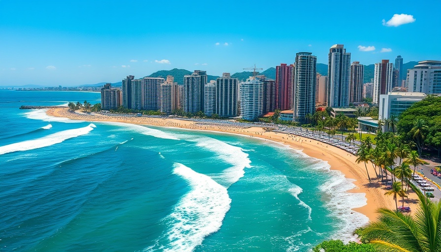 Scenic view of Copacabana's vibrant coastline with beach and cityscape.
