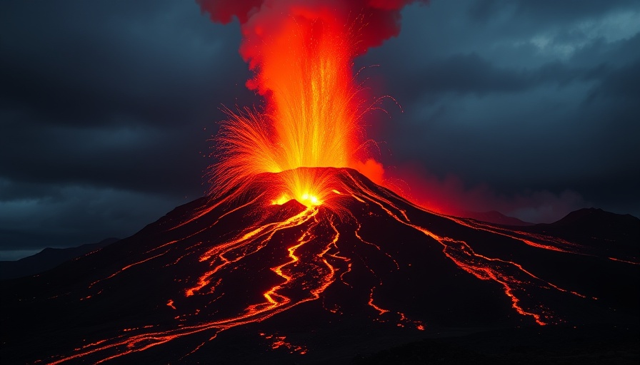 Kilauea volcano eruption shooting lava high into the night sky.