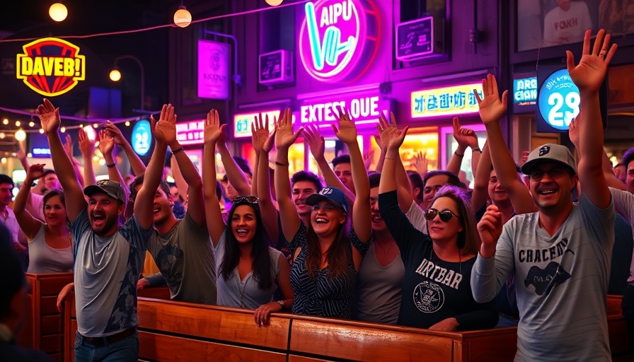 Taylor Swift fan album celebrations at outdoor pub, vibrant atmosphere.