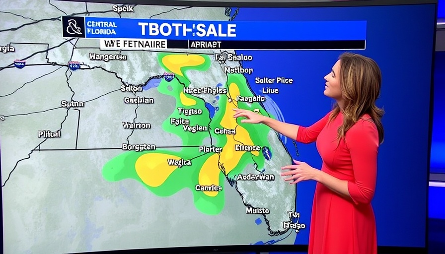 Weather Updates in Central Florida map showing rain patterns and meteorologist.