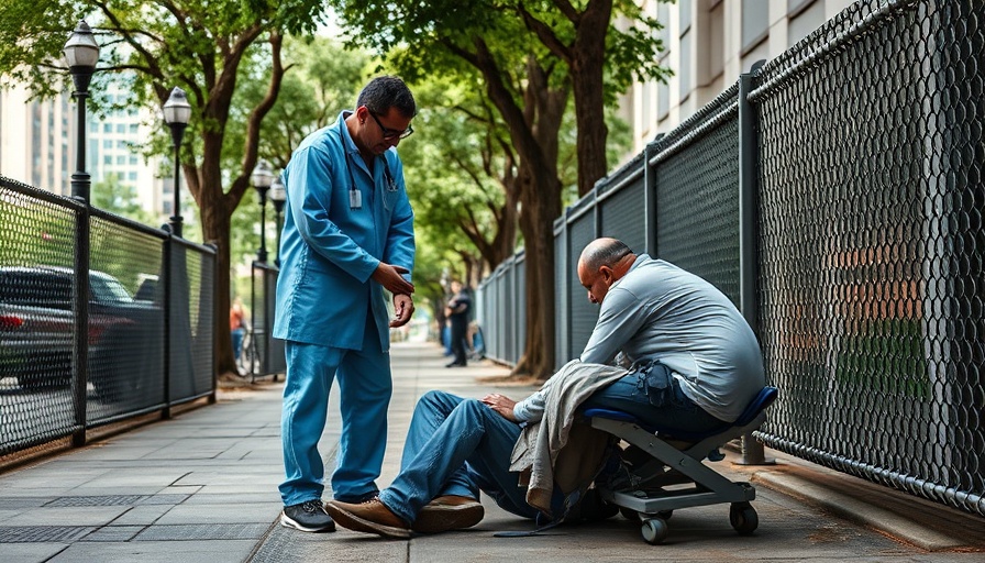 Miami Street Medicine team helping a person on city sidewalk.