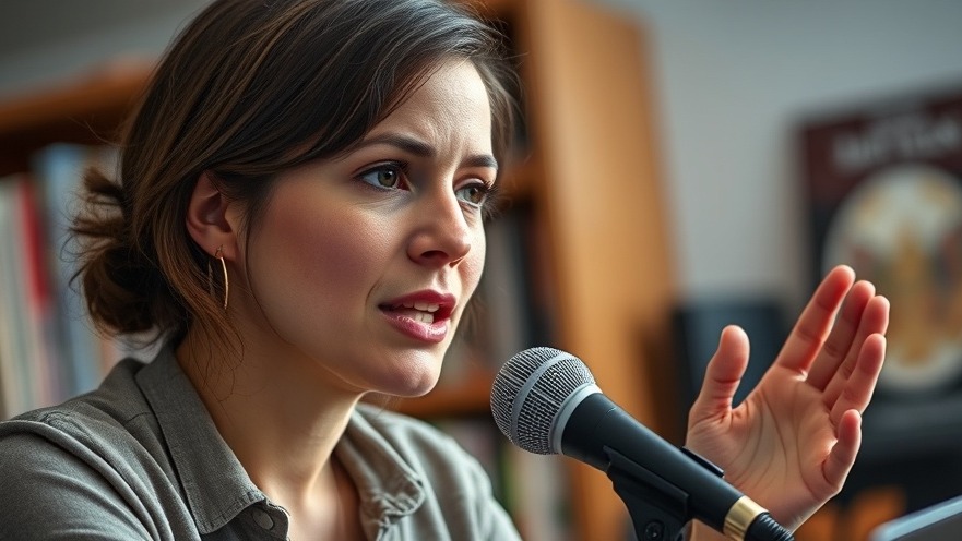 Focused woman sharing Learning Techniques for Mindset Mastery in a vibrant indoor setting.