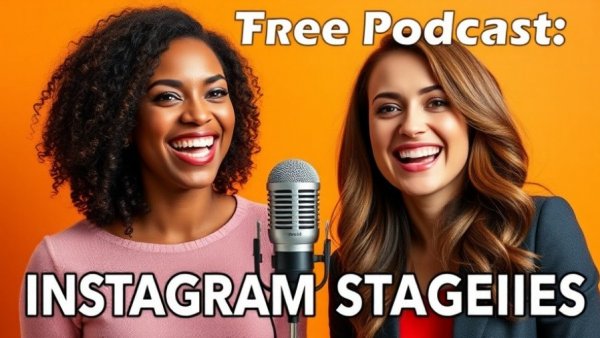 Podcast cover on social media marketing with two smiling women.