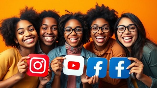 Strategy and tactics in social media marketing with people smiling.