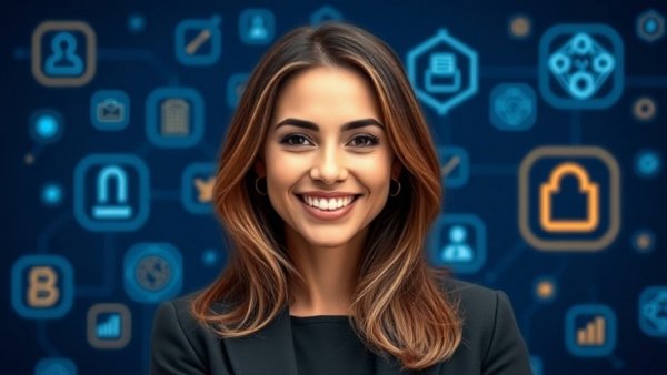 Businesswoman highlighting AI solutions for business scaling.