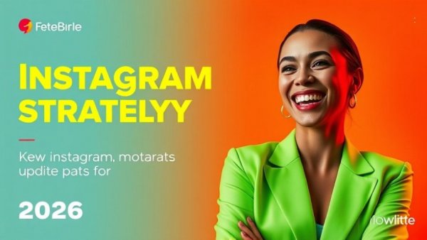2026 Instagram strategy updates with vibrant design and smiling woman.