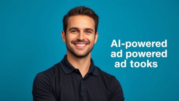 Promotional image for Meta's AI-powered Facebook Ads Tools with smiling man.