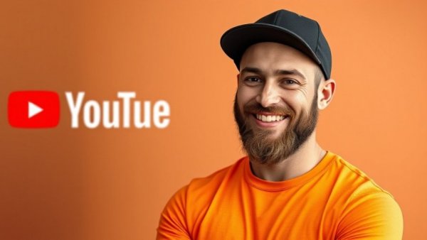 Social media marketing strategies with smiling man and YouTube logo.
