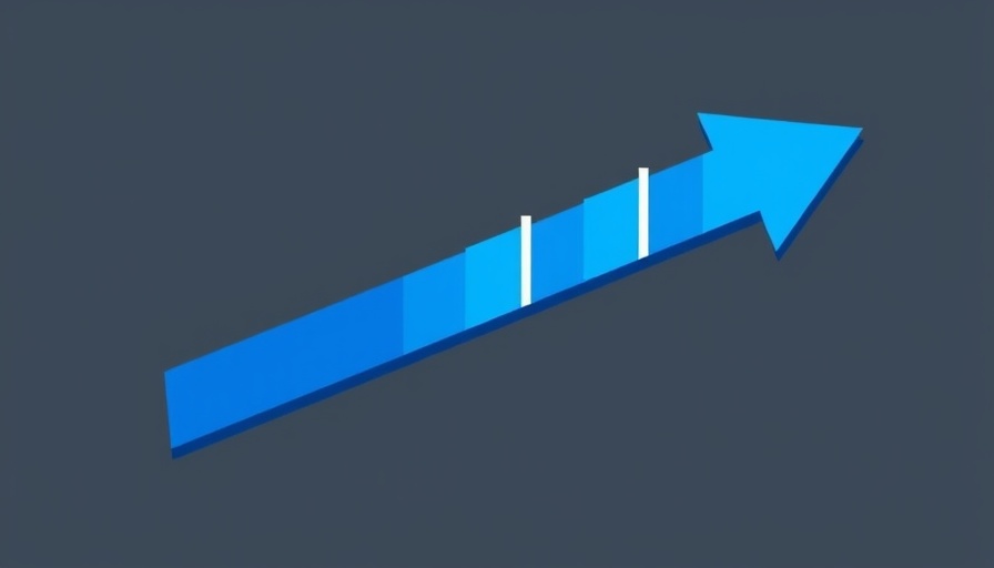 Simple blue and gray arrow icon with white bars