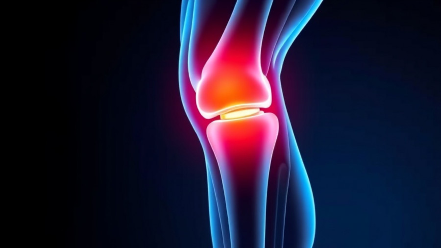 3D illustration of knee joint with arthritis pain effect.