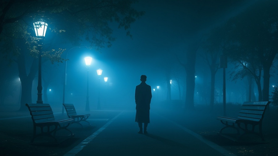 Mysterious night scene of a person in a park, highlighting nonprofits.
