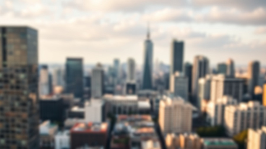 Downtown Monroe NC urban skyline with logo overlay.