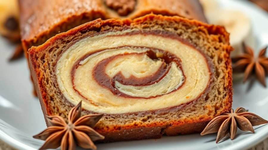 Brown Butter Chai Swirled Banana Bread Recipe slice on a plate.